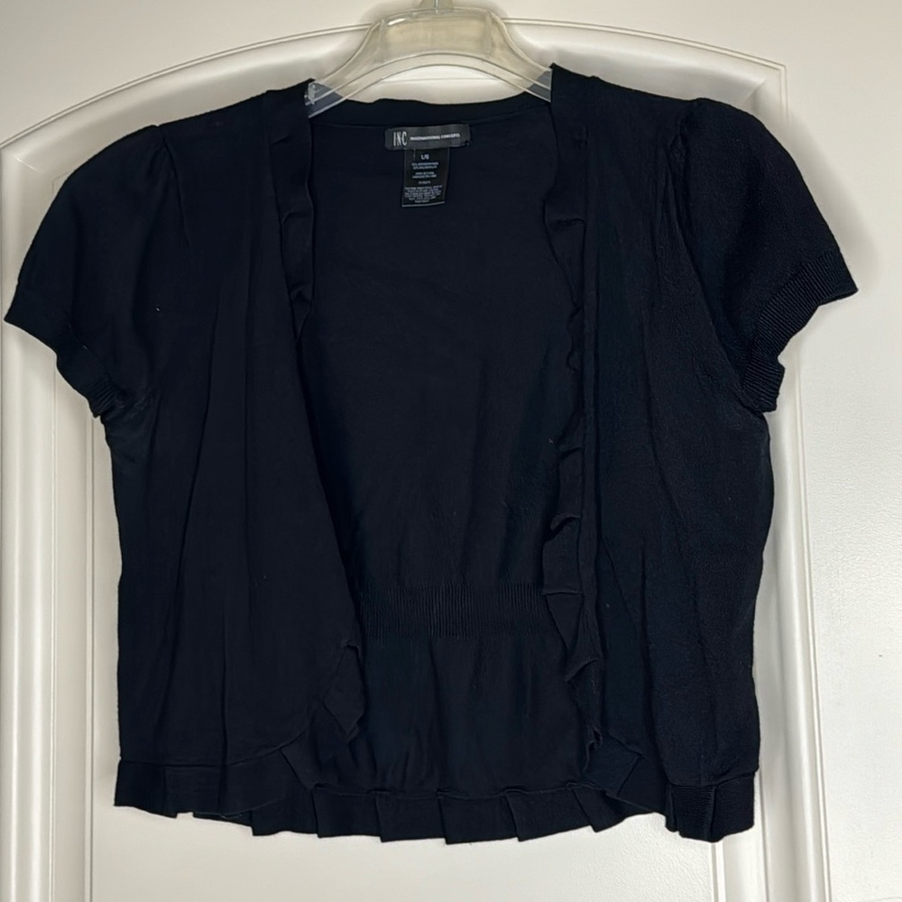 INC International Concepts Black Cropped Sweater Size L
